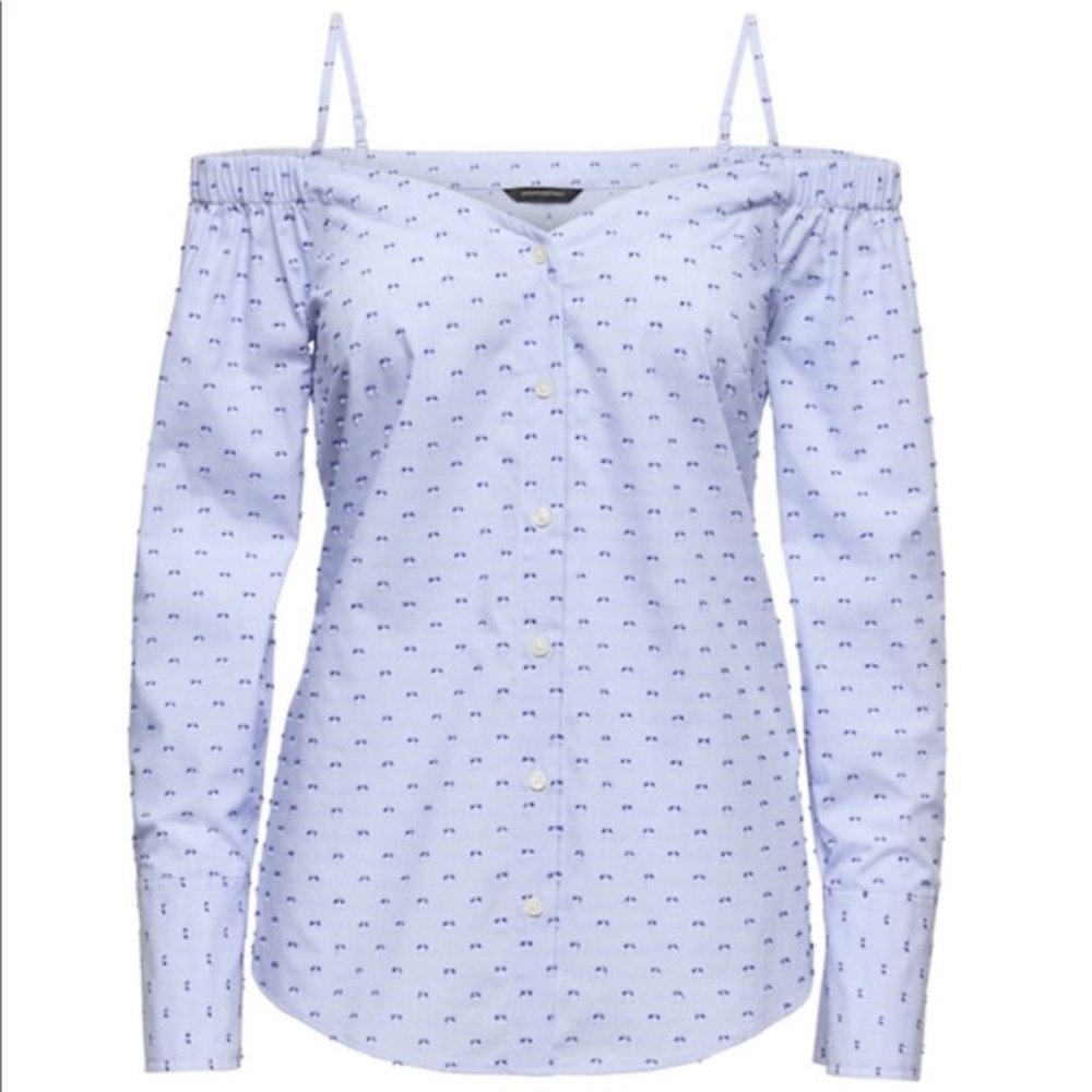 BANANA REPUBLIC CLIP DOT COLD SHOULDER TOP